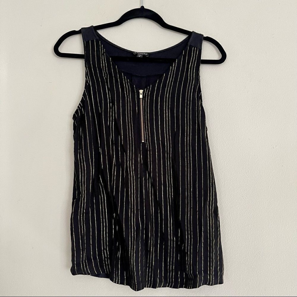 Women's Express Black Sleeveless Top With Gold Stripes Size Medium